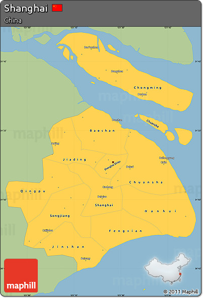 Savanna Style Simple Map of Shanghai, single color outside