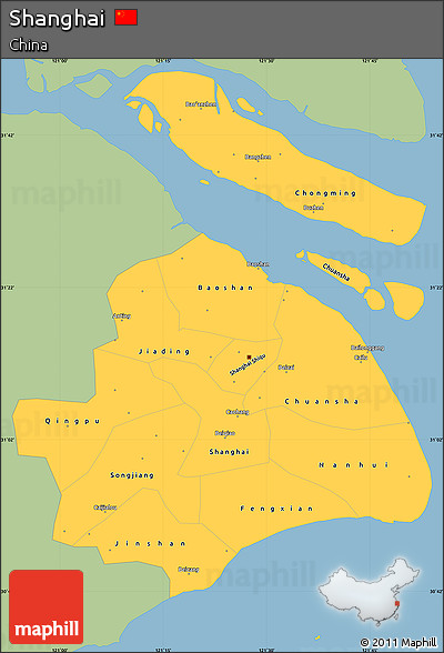 Savanna Style Simple Map of Shanghai, single color outside