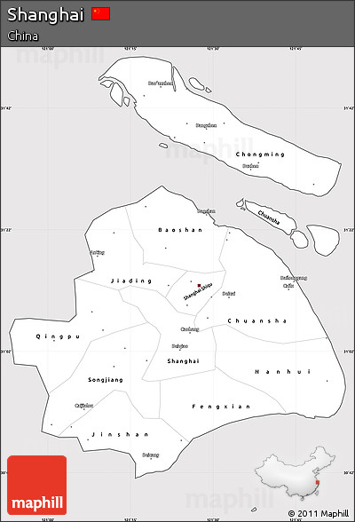 Silver Style Simple Map of Shanghai, cropped outside