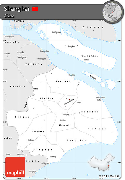 Silver Style Simple Map of Shanghai