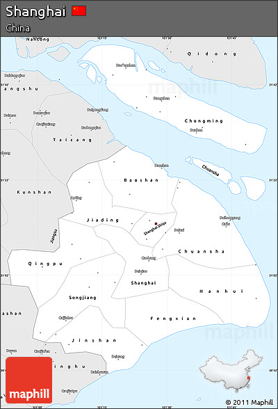 Silver Style Simple Map of Shanghai