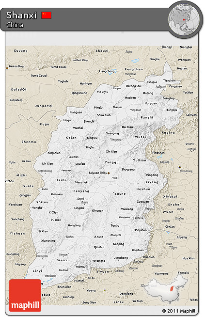 Classic Style 3D Map of Shanxi
