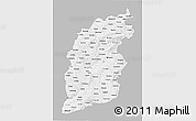 Gray 3D Map of Shanxi, single color outside