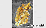 Physical 3D Map of Shanxi, darken, desaturated