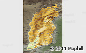 Physical 3D Map of Shanxi, darken, semi-desaturated