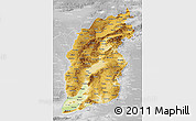Physical 3D Map of Shanxi, lighten, desaturated