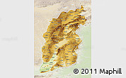 Physical 3D Map of Shanxi, lighten