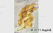 Physical 3D Map of Shanxi, lighten, semi-desaturated
