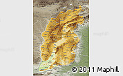 Physical 3D Map of Shanxi, semi-desaturated