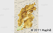 Physical 3D Map of Shanxi, shaded relief outside