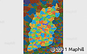 Political 3D Map of Shanxi, darken