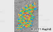 Political 3D Map of Shanxi, desaturated