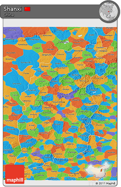 Political 3D Map of Shanxi