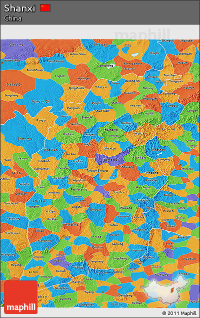 Political 3D Map of Shanxi