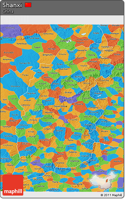 Political 3D Map of Shanxi