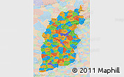 Political 3D Map of Shanxi, lighten