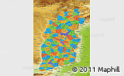 Political 3D Map of Shanxi, physical outside