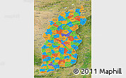 Political 3D Map of Shanxi, satellite outside