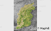 Satellite 3D Map of Shanxi, desaturated