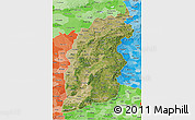 Satellite 3D Map of Shanxi, political shades outside