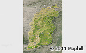 Satellite 3D Map of Shanxi, semi-desaturated