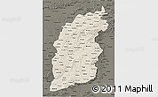 Shaded Relief 3D Map of Shanxi, darken