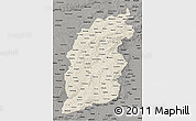 Shaded Relief 3D Map of Shanxi, darken, semi-desaturated
