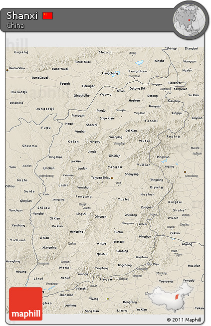 Shaded Relief 3D Map of Shanxi