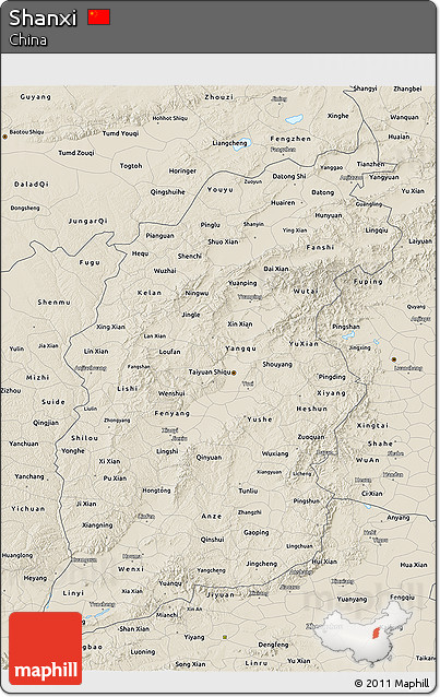Shaded Relief 3D Map of Shanxi