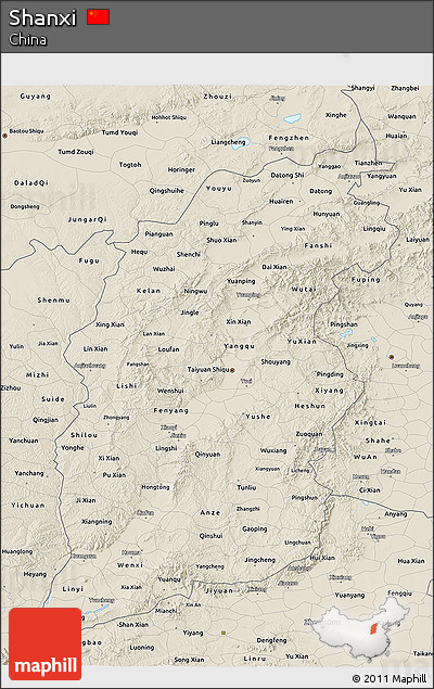 Shaded Relief 3D Map of Shanxi