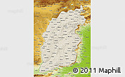Shaded Relief 3D Map of Shanxi, physical outside