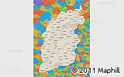 Shaded Relief 3D Map of Shanxi, political outside