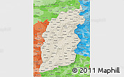 Shaded Relief 3D Map of Shanxi, political shades outside