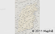 Shaded Relief 3D Map of Shanxi, semi-desaturated