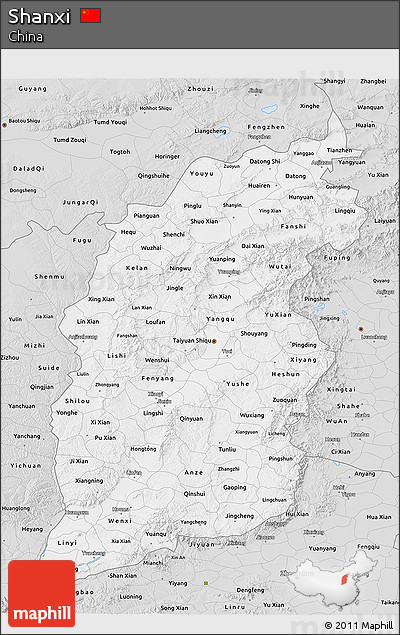 Silver Style 3D Map of Shanxi