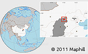 Gray Location Map of Datong, highlighted country, highlighted parent region