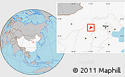 Gray Location Map of Datong, highlighted country