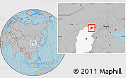 Gray Location Map of Datong, highlighted parent region, hill shading