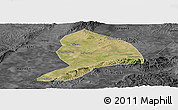 Satellite Panoramic Map of Datong, darken, desaturated
