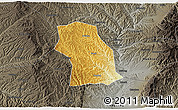 Physical 3D Map of Fenxi, darken, semi-desaturated