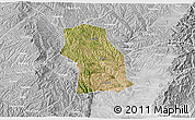 Satellite 3D Map of Fenxi, lighten, desaturated