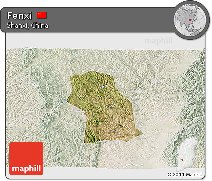 Satellite 3D Map of Fenxi, lighten