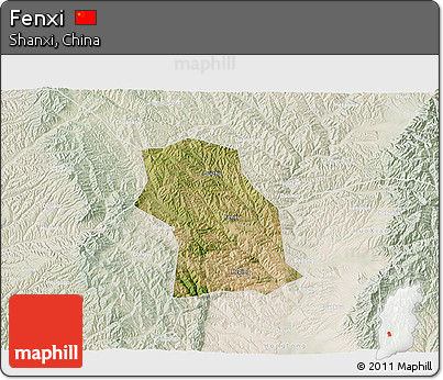 Satellite 3D Map of Fenxi, lighten