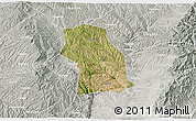 Satellite 3D Map of Fenxi, lighten, semi-desaturated