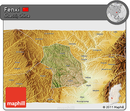 Satellite 3D Map of Fenxi, physical outside