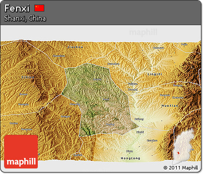 Satellite 3D Map of Fenxi, physical outside