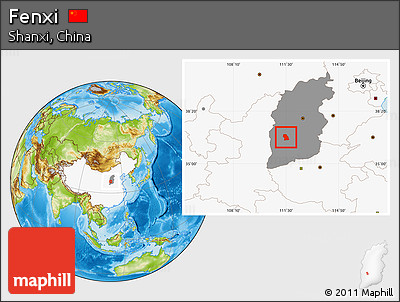 Physical Location Map of Fenxi, highlighted country, highlighted parent region