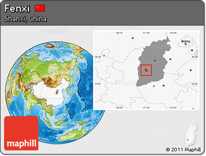 Physical Location Map of Fenxi, highlighted country, highlighted parent region