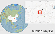 Savanna Style Location Map of Fenxi, highlighted country, hill shading