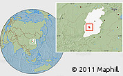Savanna Style Location Map of Fenxi, highlighted parent region, hill shading